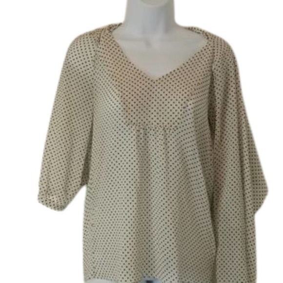 Fossil Polka‎ Dot 3/4 Sleeve Blouse Tie Front XS - Picture 2 of 6